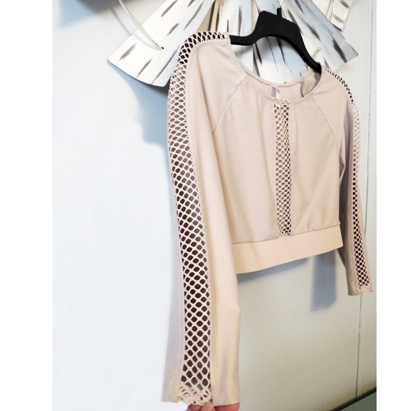 Victoria Sport Victoria Secret Mesh‎ Panel Long Sleeve Cropped Top Medium - Picture 3 of 11